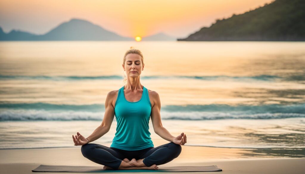 beachfront yoga at Kantiang Bay
