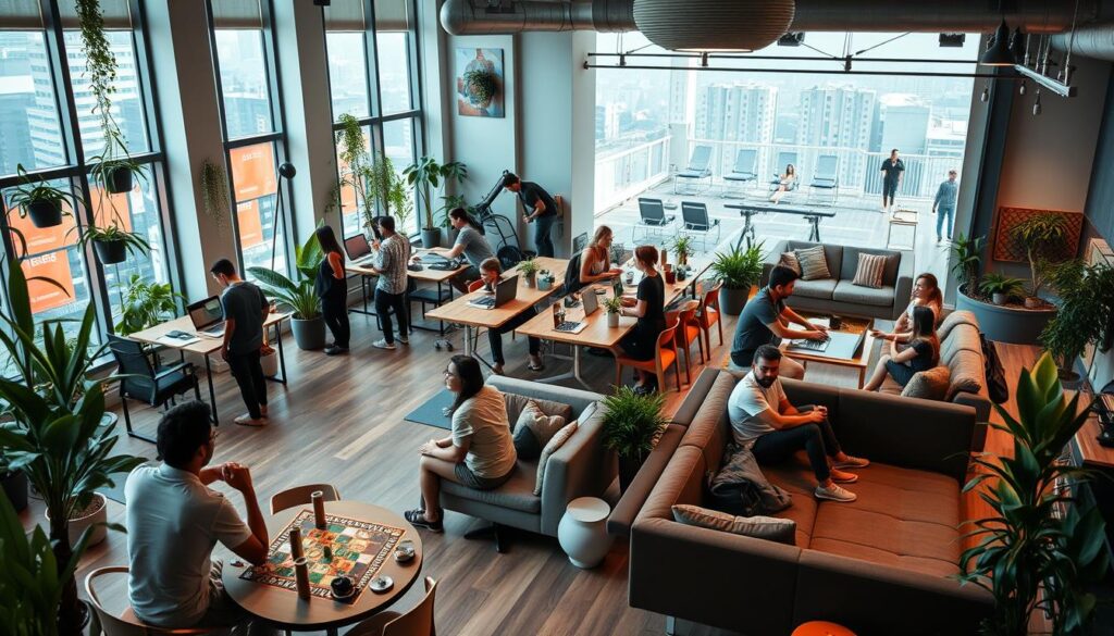 co-working spaces and leisure activities
