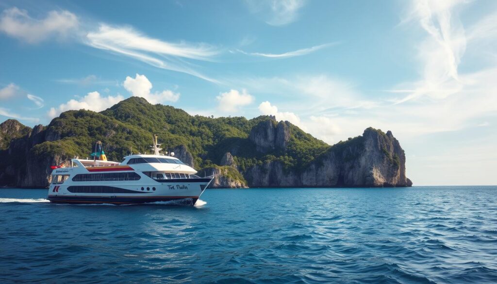 ferry and island view